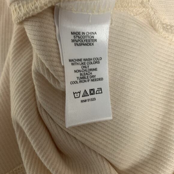 1. STATE Shirt Womens 3X Surplice Ribbed Cream Balletcore Faux Wrap Sleeve Ties - Picture 9 of 9